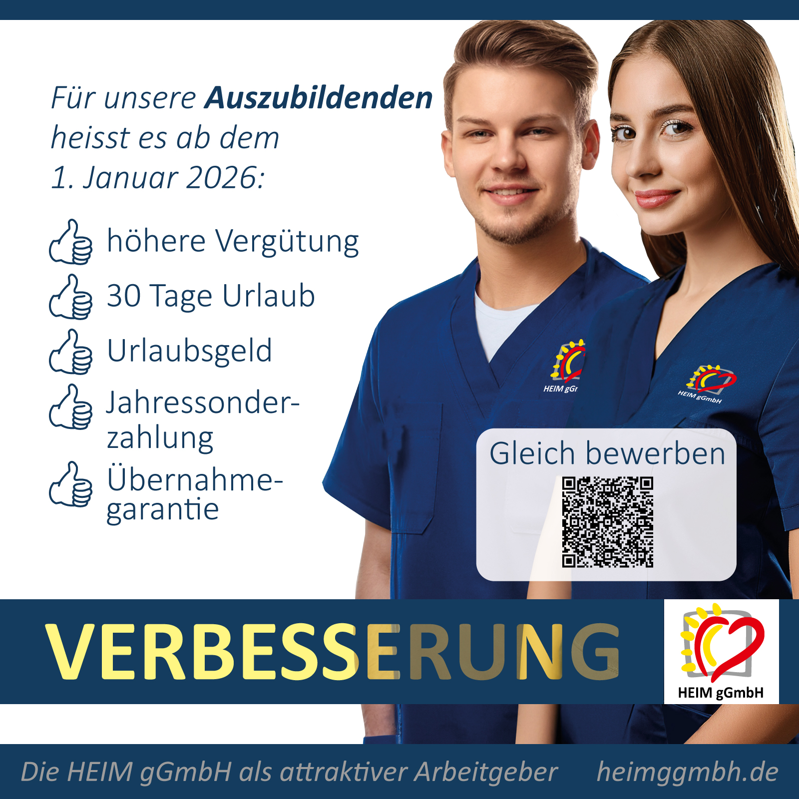 Ausbildung - Viele Verbesserungen für die Auszubildenden in der HEIM gGmbH aus Chemnitz ab dem 01. Januar 2026