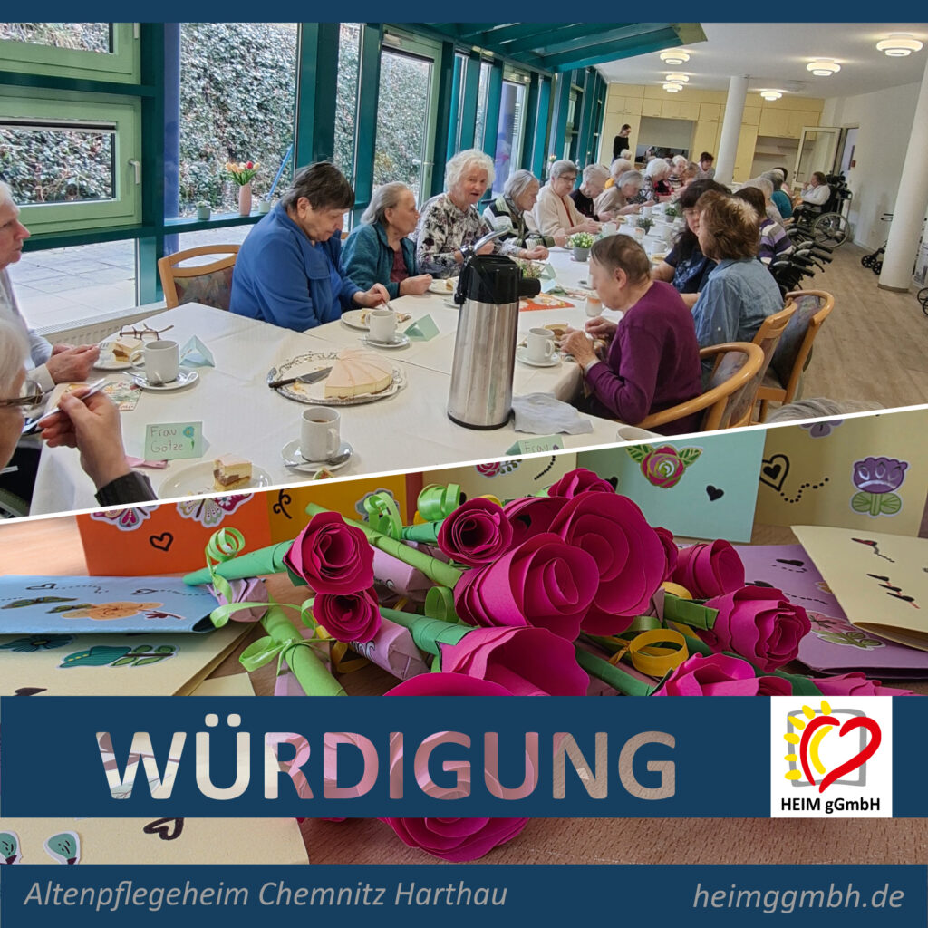 Frauentagscafé zum Internationalen Frauentag in unserem Altenpflegeheim Harthau der HEIM gGmbH in Chemnitz