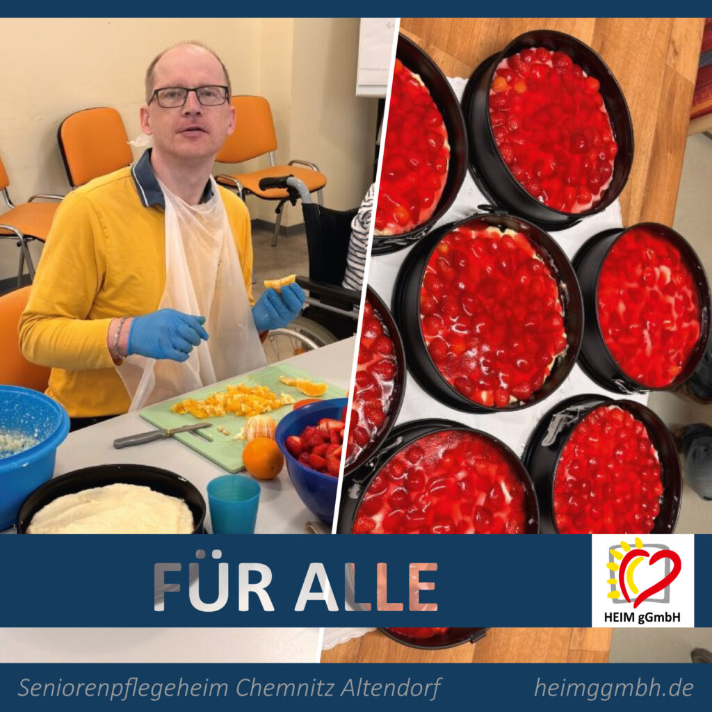 Seniorenpflegeheim in Chemnitz Altendorf der HEIM gGmbH - In der Tagesbetreuung wurde gemeinsam gebacken. Ein leckeres Erlebnis für alle.