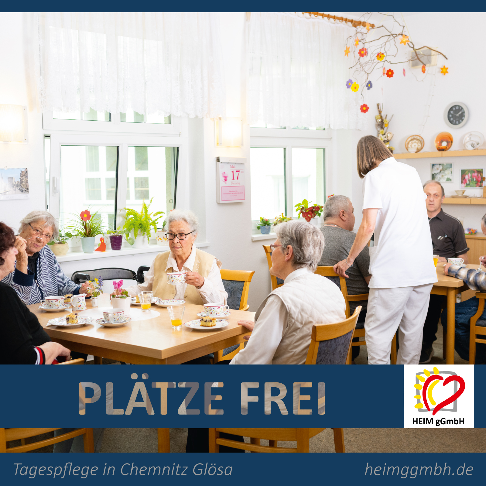 Tagespflege Glösa im Seniorenbetreuungszentrum der HEIM gGmbH Chemnitz - Plätze frei in unsere Tagespflege mit Hol- und Bringedienst.