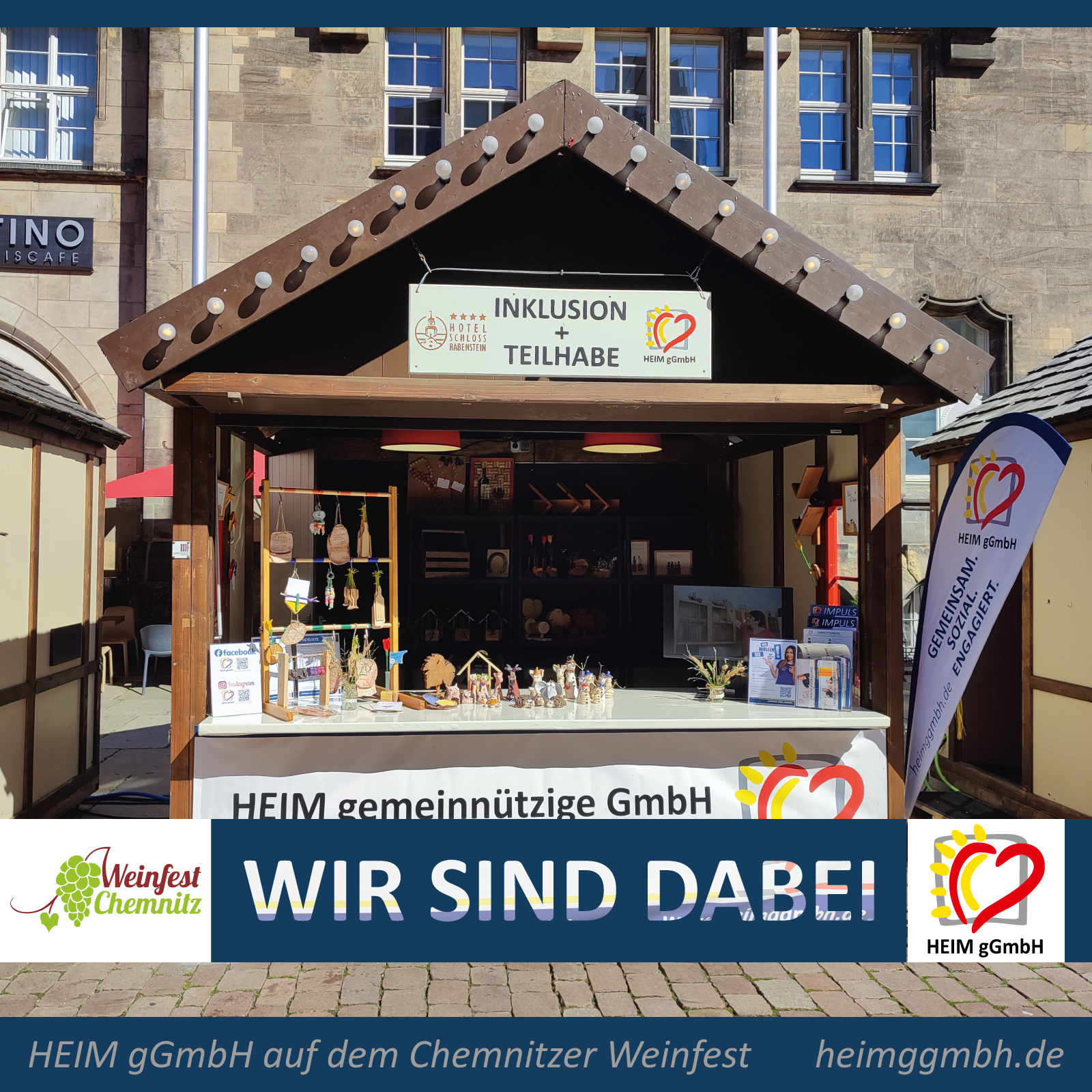 Weinfest 2026 – Unser Bereich Inklusion und Teilhabe der HEIM gGmbH in Chemnitz ist mit dabei und präsentiert das Unternehmen.