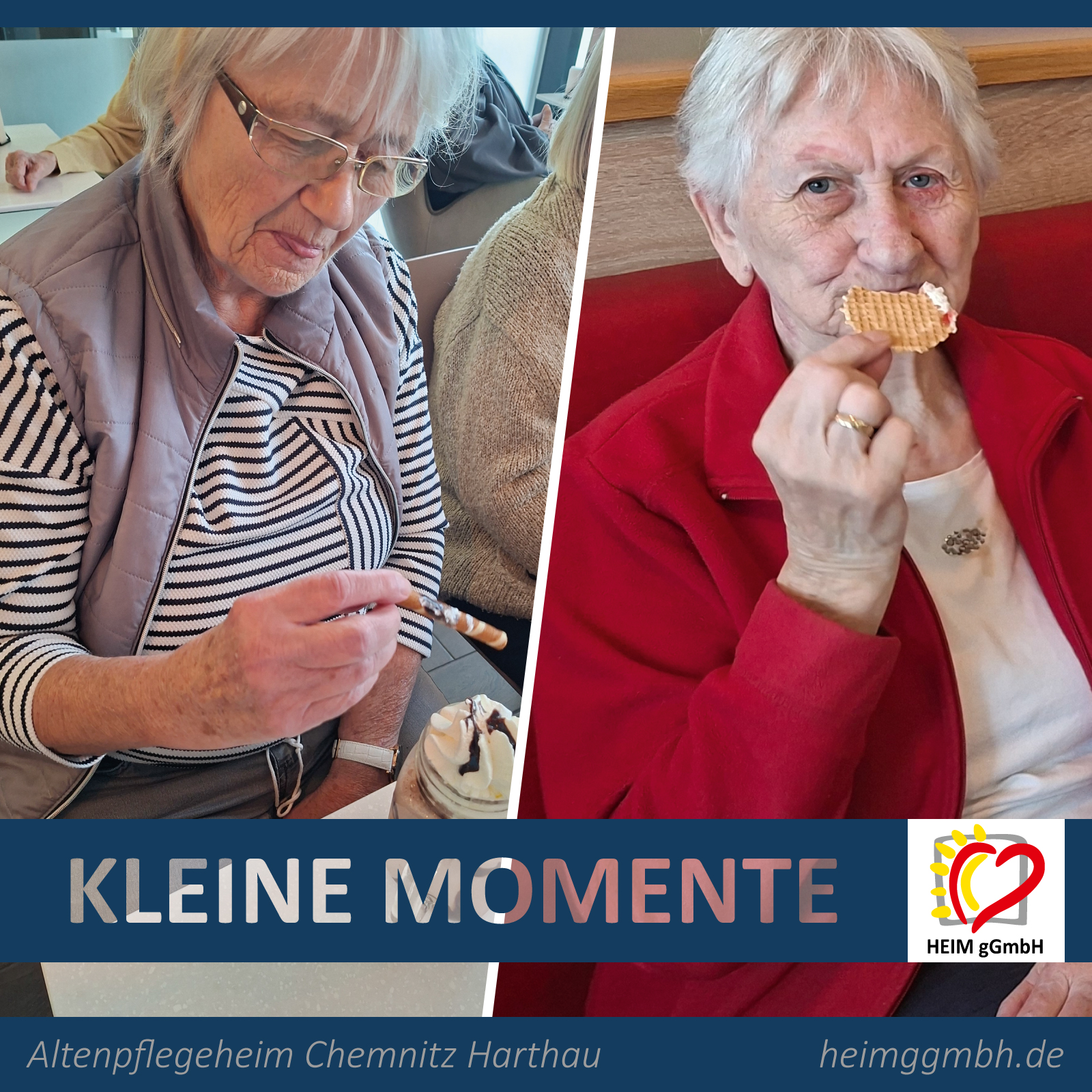 Die Bewohner des Altenpflegeheims Chemnitz Harthau der HEIM gGmbH bei einem kleinen Ausflug in ein nahe gelegenes Cafe.